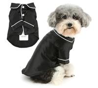 Zunea Faux Silk Pajamas Shirts for Small Medium Dogs Black, L | Soft Breathable Fabric, Lightweight, Lapel Sleepwear, Indoor Pjs Clothes, Daily Wear, Party, Holiday, Photo, Chihuahua Yorkie