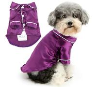 Zunea Faux Silk Pajamas Shirts for Small Medium Dogs Purple, XXL | Soft Breathable Fabric, Lightweight, Lapel Sleepwear, Indoor Pjs Clothes, Daily Wear, Party, Holiday, Photo, Chihuahua Yorkie