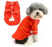 Zunea Faux Silk Pajamas Shirts for Small Medium Dogs Red, 3XL | Soft Breathable Fabric, Lightweight, Lapel Sleepwear, Indoor Pjs Clothes, Daily Wear, Party, Holiday, Photo, Chihuahua Yorkie