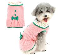 Zunea Fleece Dog Dresses for Small Dogs Cute Princess Dress with Bow Knot Soft Warm Winter Female Puppy Clothes Pullover Skirt Cold Weather Chihuahua Doggie Pet Apparel Pink M