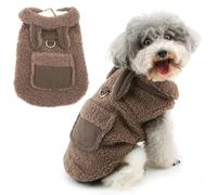 Zunea Fleece Dog Jumpers Jacket Coats for Small Dogs Winter Warm Fluffy Puppy Clothes with D-Ring and Pocket Cute Vest Sweater with Ears Soft Warm Cold Weather Pet Chihuahua Yorkie Apparel Brown S