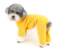 Zunea Fleece Dog Sweater Pyjamas Jumpsuit for Small Dogs Winter Puppy Pajamas Jumpers with Leash Ring Pullover Soft Warm Clothes Outfits Cute Cold Weather Sleeping Wear Chihuahua Pet Apparel Yellow XL