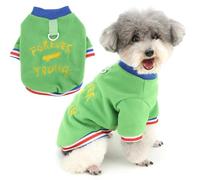 Zunea Fleece Sweatshirt for Small Dogs Pullover Puppy Jumpers with Leash Ring Soft Warm Fall Winter Sweater Coat Turtleneck Short Sleeve Jacket Clothes Cold Weather Pet Chihuahua Apparel Green S