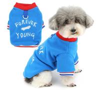 Zunea Fleece Sweatshirt for Small Dogs Pullover Puppy Jumpers with Leash Ring Soft Warm Fall Winter Sweater Coat Turtleneck Short Sleeve Jacket Clothes Cold Weather Pet Chihuahua Apparel Blue M