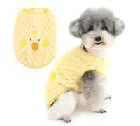 Zunea Fleece Winter Vest Jumper with Leash Ring for Small Dogs Soft Warm Pullover Puppy Sweater Coat Cute Pattern Jacket Clothes Cold Weather Pet Apparel for Chihuahua Yorkie Yellow XS
