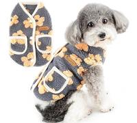 Zunea Flowers Pattern Dog Jumper for Small Dogs Cat Soft Sherpa Fleece Sweater Coat Winter Warm Puppy Jacket Coat Fuzzy Pullover Vest Clothes Cold Weather Pet Chihuahua Yorkie Apparel Gray M