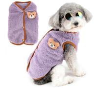 Zunea Fuzzy Dog Sweater Coats for Small Dogs Warm Fleece Jumper Winter Vest Jackets with D-Ring Cute Bear Fluffy Puppy Clothes Soft Sleeveless Cold Weather Pet Apparel for Chihuahua Yorkie Purple M