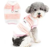 Zunea Fuzzy Fleece Dog Jumper for Small Dogs Cat Winter Sweater Coat with D-Ring Soft Warm Pullover Jacket Coat Puppy Vest Clothes Cold Weather Pet Girl Boy Chihuahua Yorkie Apparel Pink M