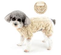 Zunea Fuzzy Fleece Dog Sweater Jumpsuit for Small Dogs Winter Jumper Pyjamas with D-Ring Soft Warm Puppy Clothes Pajamas Jumpers XS/S Size Pet Cold Weather Chihuahua Yorkie Apparel Outfits Khaki XXL