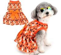Zunea Halloween Dog Dresses for Small Dogs Cats Pumpkin/Ghosts/Bat/Spider Print Puppy Girl Halloween Costumes Fancy Dress Soft Pet Skirt with Bow Knot Chihuahua Yorkie Clothes Outfits Orange L