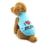 ZUNEA I Love My Mommy Small Dog Tank Vest Shirt Sandy Beach Cotton T-shirt Puppy Cat Doggie Yorkshire Chihuahua Clothes Blue S