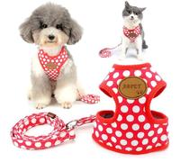 Zunea No Pull Dog Vest Harnesses and Lead Set for Small Dogs Adjustable Breathable Mesh Lined Puppy Harness Cute Polka Dot Escape Proof Pet Girl Boy Dog Cat Harnesses for Walking Red S