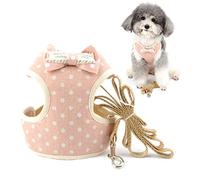 Zunea No Pull Small Dog Harness and Lead Set Escape Proof Puppy Cat Vest Harnesses for Walking Adjustable Cute Polka Dot Kitten Harness with Bowknot Breathable Mesh Padded Pet Tuxedo Pink S