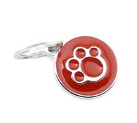 ZUNEA Non-Engraved Stainless Small Dog Cat ID/Name Tag Bone Paw Pattern Available Puppy No Noise Collar Tag Red Paw