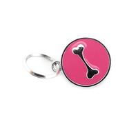 ZUNEA Non-Engraved Stainless Small Dog Cat ID/Name Tag Bone Paw Pattern Available Puppy No Noise Collar Tag Pink Bone