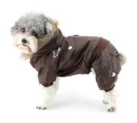 Zunea Padded Waterproof Small Dog Cat Winter Jumpsuit Pet Puppy Jacket Coat Fleece Warm Snowsuit Airman Chihuahua Yorkie Overalls Outfits Clothes Apparel Brown L