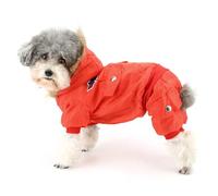 Zunea Padded Waterproof Small Dog Cat Winter Jumpsuit Pet Puppy Jacket Coat Fleece Warm Snowsuit Airman Chihuahua Yorkie Overalls Outfits Clothes Apparel Red L