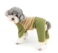 Zunea Patchwork Fleece Dog Sweater Jumpsuit for Small Dogs Puppy Pyjamas Jumper with Leash Ring Soft Warm Winter Fall Clothes Outfits Pullover Cold Weather Pajamas Chihuahua Pet Apparel Brown S