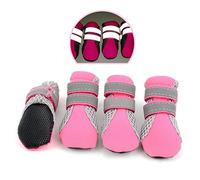 Zunea Paw Protector Dog Boots Summer Non-slip Small Dog Booties Reflective Breathable Soft Mesh Puppy Dog Shoes Heat Resistant for Hot Weather Hot Pavement Pink mini S