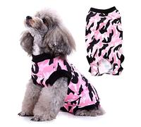 Zunea Pet Dog Cat Recovery Suit for After Surgery Cone Alternative Camo Soft Cotton Injured Care Protection Puppy Clothes Skin Diseases Prevent Lick Weaning Suit for Female Male Small Dogs Pink S