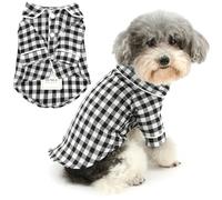 Zunea Plaid Dog Shirt Pyjamas for Small Size Dogs Breathable Puppy Sleeping Clothes Lapel Indoor Pjs Two-Legged Pajamas Shirts Outfits Holiday Party Pet Apparel for Chihuahua Yorkie Black XXL
