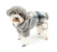 Zunea Plaid Dog Sweater Jumpsuit with Leash Ring for Extra Small/Small Dogs Winter Warm Fleece Lined Puppy Jumper Overall Outfits Soft Fuzzy Cold Weather Coats Pet Chihuahua Apparel Blue XL