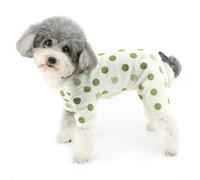 Zunea Polka Dot Small Dog Pyjamas for Small Size Dogs Summer Puppy Pajamas Jumpsuit with D-Ring Dogs Girl Boy Pjs Clothes Toy Poodle Sleeping Overalls Outfits Pet Doggy Chihuahua Apparel Green S