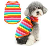 Zunea Rainbow Striped Dog Shirts for Small Dogs Summer Puppy Clothes T-Shirt Soft Breathable Vest Tee Shirt Pet Sleeveless Basic Tank Top Chihuahua Yorkie Doggy Toy Poodle Apparel XS