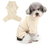 Zunea Reflective Dog Daily Jumpsuit for Small Dogs Soft Breathable Cool Puppy Pyjamas Outfit with Leash Ring 4 Legged Lightweight Pet Chihuahua Yorkie Tracksuit for Indoor Outdoor Walking Yellow L