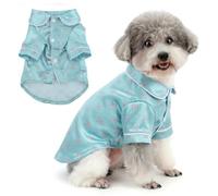 Zunea Shimmer Satin Dog Pyjamas for Extra Small and Small Dogs Soft Faux Silk Puppy Shirt Cute Print Daily Sleeping Wear Classic Lapel Indoor Clothes Lightweight Easy Wear Pajamas Green M