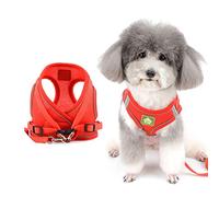 Zunea Small Dog Harness and Lead Set No Pull Puppy Vest Harnesses Adjustable Reflective Soft Mesh Step-in Pet Cat Harness Escape Proof for Walking, Bright Colors for Dogs Red L
