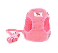 Zunea Small Dog Harness and Lead Sets No Pull Adjustable Reflective Step-in Soft Mesh Corduroy Vest Harnesses for Pet Dogs Puppy Chihuahua Cats Pink L