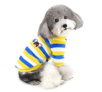 ZUNEA Small Dog Jumper Winter Sweater Coat Warm Fleece Puppy Clothes Striped Pullover Jacket Super Soft Velvet Cold Weather Chihuahua Cats Apparel for Pet Dogs Girls Boys Blue S