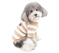 ZUNEA Small Dog Jumper Winter Sweater Coat Warm Fleece Puppy Clothes Striped Pullover Jacket Super Soft Velvet Cold Weather Chihuahua Cats Apparel for Pet Dogs Girls Boys Brown XXL