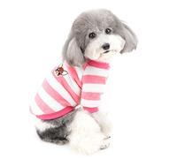 ZUNEA Small Dog Jumper Winter Sweater Coat Warm Fleece Puppy Clothes Striped Pullover Jacket Super Soft Velvet Cold Weather Chihuahua Cats Apparel for Pet Dogs Girls Boys Pink S