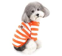 ZUNEA Small Dog Jumper Winter Sweater Coat Warm Fleece Puppy Clothes Striped Pullover Jacket Super Soft Velvet Cold Weather Chihuahua Cats Apparel for Pet Dogs Girls Boys Orange XL