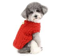 ZUNEA Small Dog Jumper Winter Warm Sweater Coat Fleece Lined Knitting Patterns Puppy Clothes Soft Pet Pullover Knitwear Doggie Boy Girl Apparel Red M