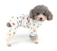 Zunea Small Dog Jumpsuit Pyjamas Overalls Soft Cotton Rompers Puppy Sleeping Clothes Adorable Bear Football Printed Four Legs Pjs Apparel for Pet Cats Pups XL