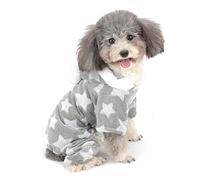Zunea Small Dog Pyjamas Jumpsuit Puppy Hoodie Coat Clothes for Dogs Girl Boy Winter Warm Pajamas Outfits Overall Jumper Soft Pet Apparel Gray L (Pls Check the Size of Chest and Back Before Order)