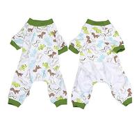 Zunea Small Dog Pyjamas Puppy Pjs Overalls Clothes Soft Pet Cat Pajamas Outfits with Legs Dinosaur Printed Chihuahua Sleeping Jumpsuit Cute Doggie Apparel Green S