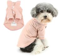 Zunea Small Dog Shirt Pyjamas for XS/S Size Dogs Soft Breathable Puppy Sleeping Clothes Lapel Indoor Pjs Two-Legged Pajamas Shirts Outfits Holiday Party Pet Apparel for Chihuahua Yorkie Pink L
