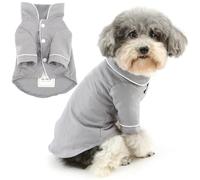 Zunea Small Dog Shirt Pyjamas for XS/S Size Dogs Soft Breathable Puppy Sleeping Clothes Lapel Indoor Pjs Two-Legged Pajamas Shirts Outfits Holiday Party Pet Apparel for Chihuahua Yorkie Gray M