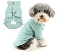 Zunea Small Dog Shirt Pyjamas for XS/S Size Dogs Soft Breathable Puppy Sleeping Clothes Lapel Indoor Pjs Two-Legged Pajamas Shirts Outfits Holiday Party Pet Apparel for Chihuahua Yorkie Green XS