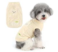 Zunea Small Dog Summer Shirts with D-Ring Soft Breathable Puppy Vest Sleeveless XS/S Sizes Doggie Basic Tee Shirts for Chihuahua Yorkie Cute Bear Pattern Stretchy Pet Apparel Tank Top Yellow L