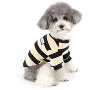 ZUNEA Small Dog Sweater Coat Winter Warm Knitted Jumper Puppy Clothes Soft Cotton Striped Pet Pullover Knitwear Chihuahua Doggie Jacket Apparel for Dogs Girl Boy Black S