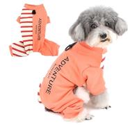 Zunea Small Dogs Pyjamas Jumpsuit with Leash Ring Soft Warm Winter Fall Puppy Clothes Overall Outfits Striped Patchwork Chihuahua Sleeping Outdoor Wearing Cold Weather Pet Apparel Pink M