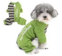 Zunea Small Dogs Pyjamas Jumpsuit with Leash Ring Soft Warm Winter Fall Puppy Clothes Overall Outfits Striped Patchwork Chihuahua Sleeping Outdoor Wearing Cold Weather Pet Apparel Green XXL