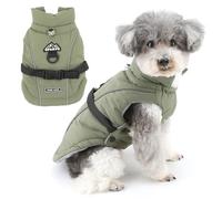 Zunea Sport Style Dog Jacket Coats for Small Dogs Winter Warm Fleece Lined Puppy Jackets Clothes with Leash Ring Reflective Adjustable Vest Coat Cold Weather Outdoor Pet Chihuahua Apparel Armygreen M