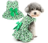 Zunea St. Patrick’s Day Small Dog Dresses for XS/S Size Dogs Irish Clover Shamrock Print Puppy Princess Dress with Cute Bow Knot Pet Holiday Clothes Skirt Spring Chihuahua Yorkie Outfits (Style1, L)
