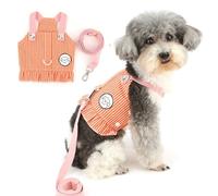 Zunea Striped Dog Harnesses for Small Size Dogs No Pull Cute Puppy Vest Harness and Lead Set Soft Breathable Summer Clothes XS/S Size Pet Apparel for Chihuahua Yorkie Doggy Cats Orange M